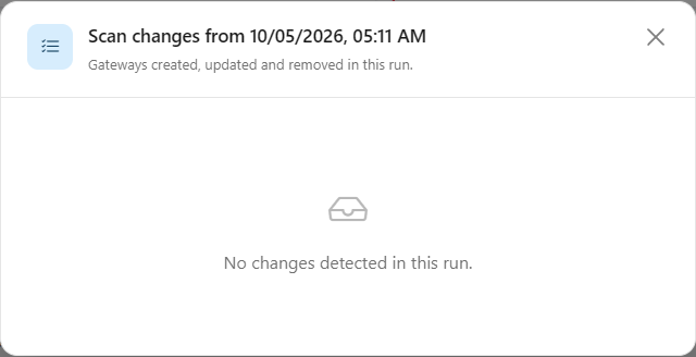 Changes modal of a gateway scan