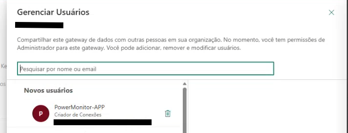 Searching for the Service Principal when adding a user to the gateway