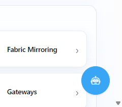Round Open AI assistant button in the lower-right corner of the screen