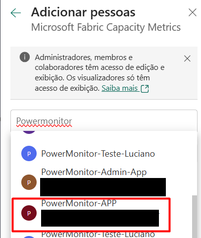 Adding the PowerMonitor-APP Service Principal to the workspace