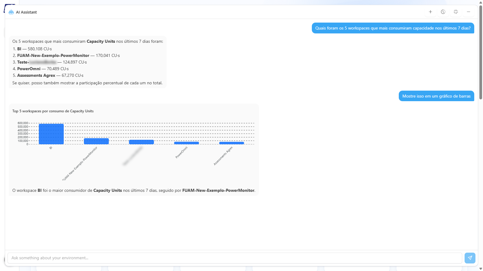 AI Assistant maximized, filling the content area