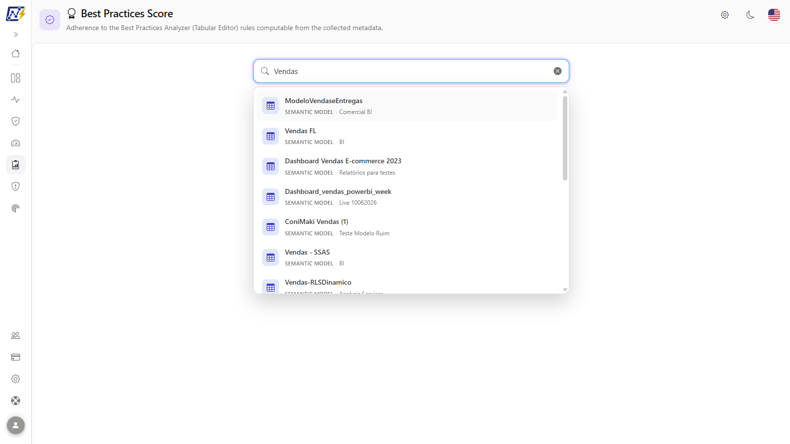 Search semantic model field with the list of suggestions open