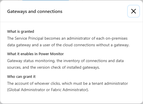 Learn more window of the Gateways and connections card
