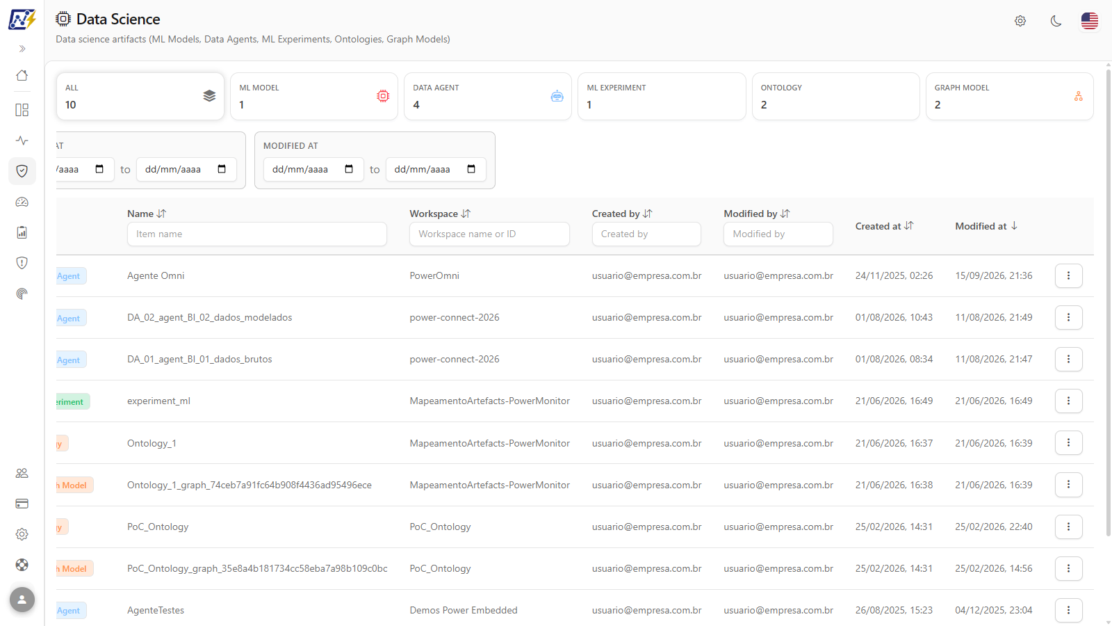 Row actions menu with the Open details submenu