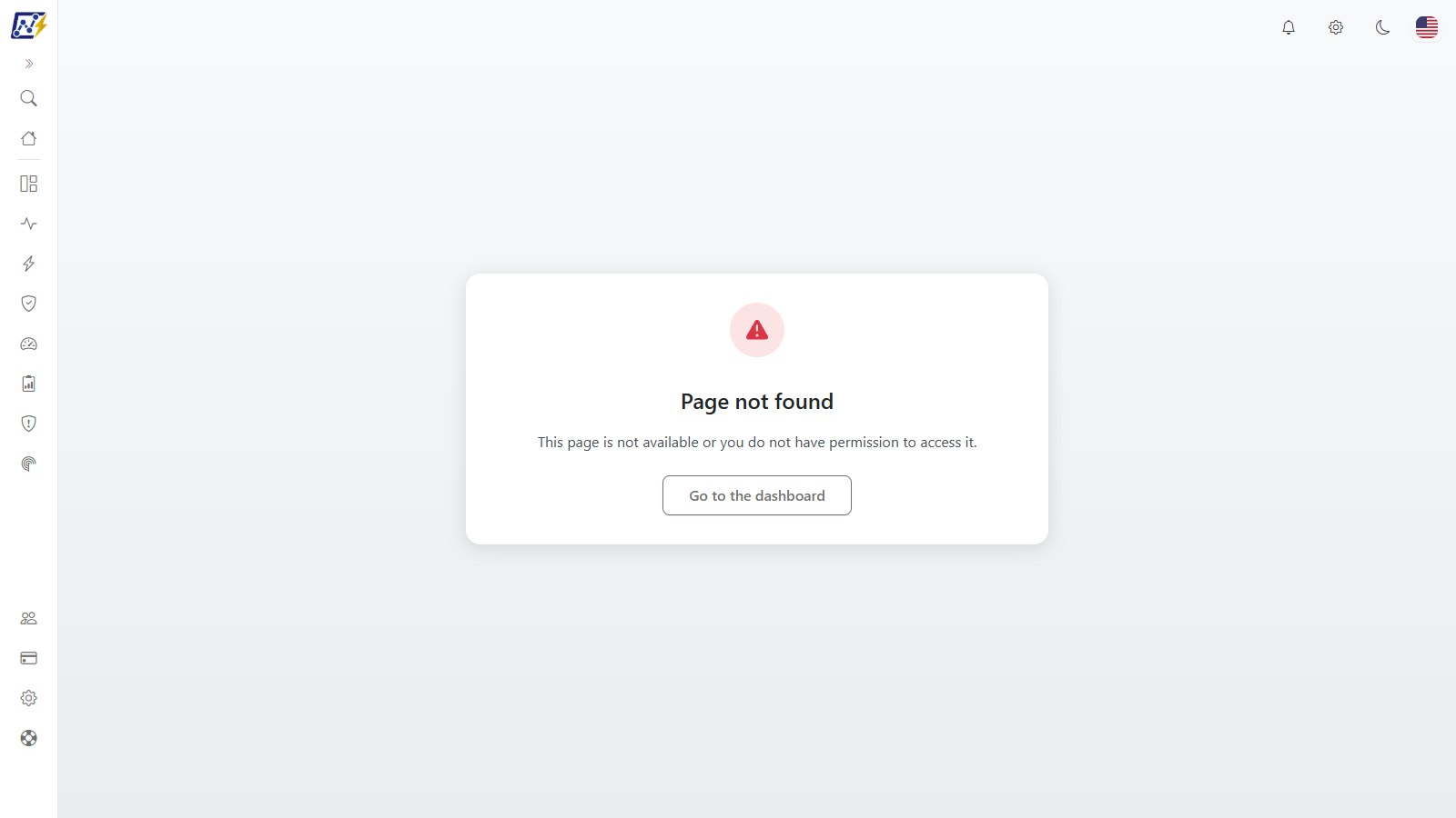 Page not found screen with the buttons to go back