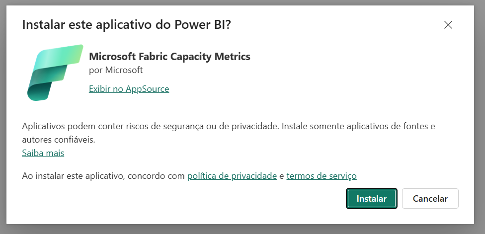 Microsoft Fabric Capacity Metrics installation confirmation