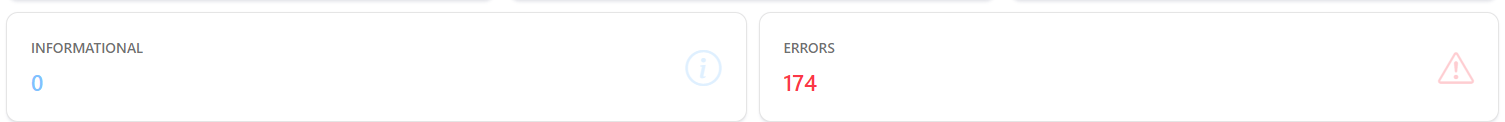 Informational and Errors totals with the number of open incidents