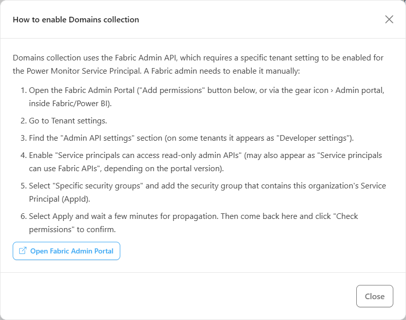 How to enable Domains collection modal with the step-by-step