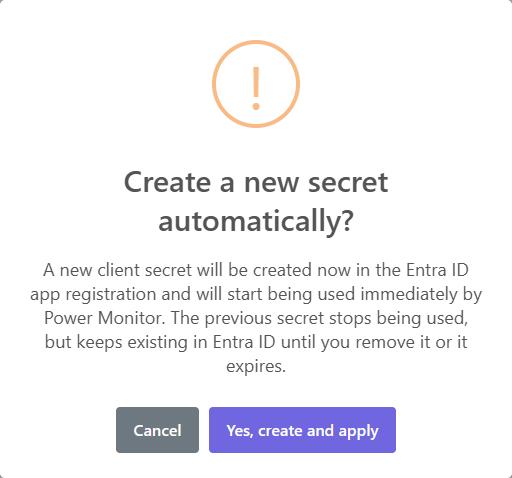 Create a new secret automatically? confirmation