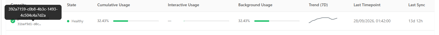 Tooltip with the full capacity GUID when hovering over the abbreviated identifier