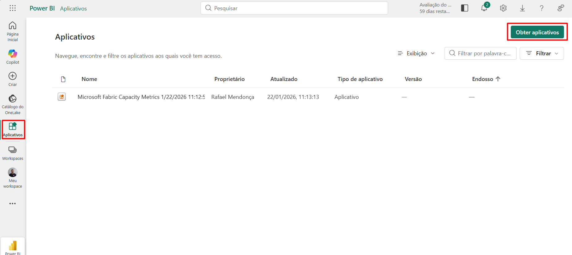 Get apps button in the Power BI Service