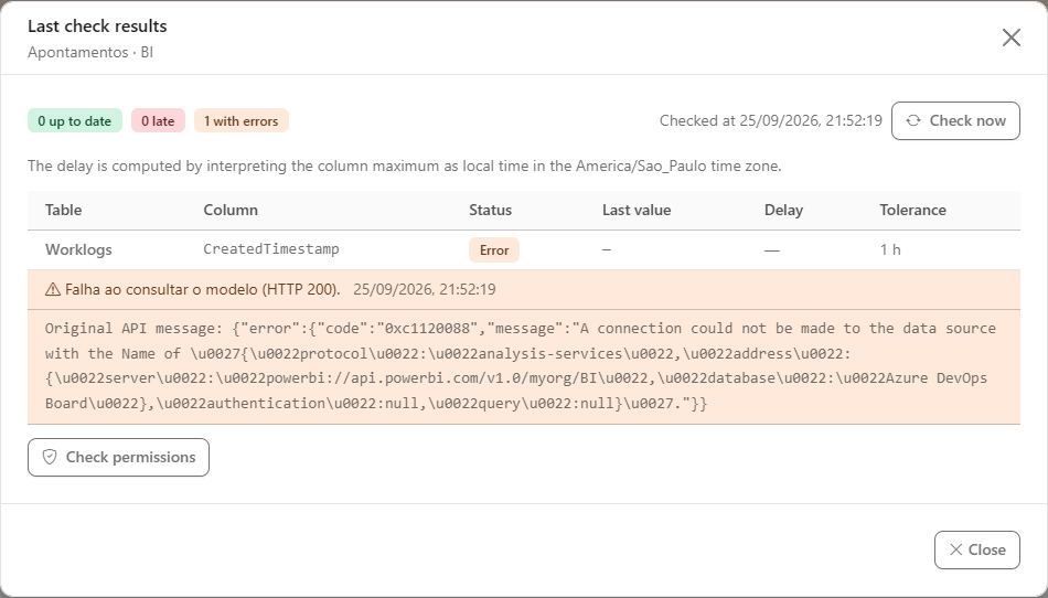 Results modal with counters, up-to-date and late tables
