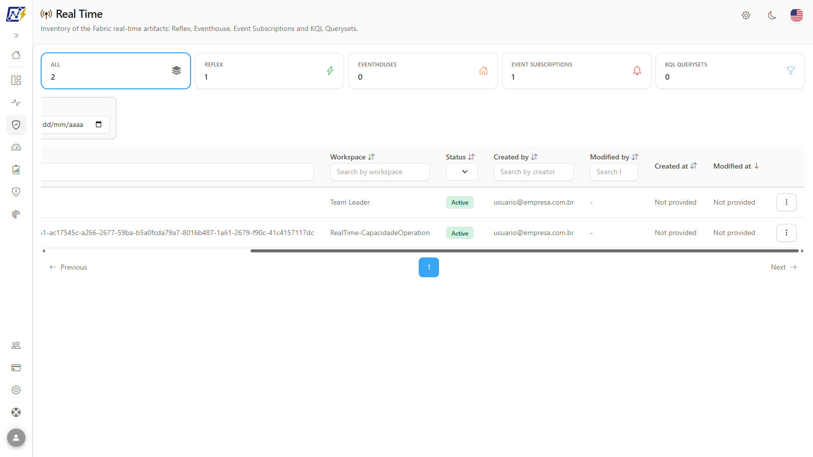 Row actions menu with the Open details submenu