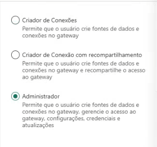 Admin role selected for the Service Principal