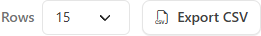 Rows selector and Export CSV button