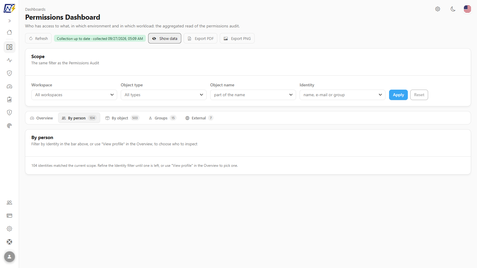 By person tab with the profile of an identity