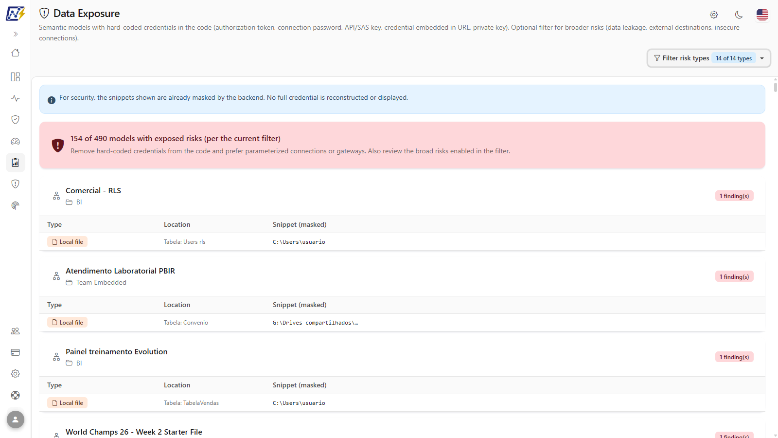 Result with all 14 risk types selected