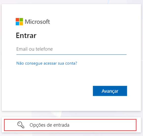 Sign-in options on the Microsoft sign-in screen