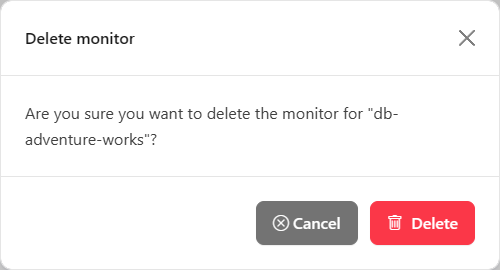 Delete mirroring monitor confirmation modal