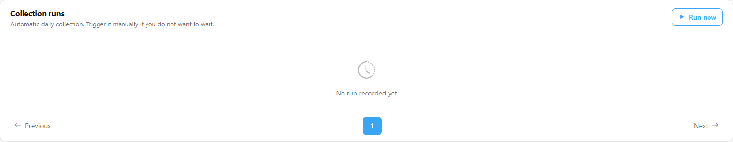 Run history of the deployment operations collection
