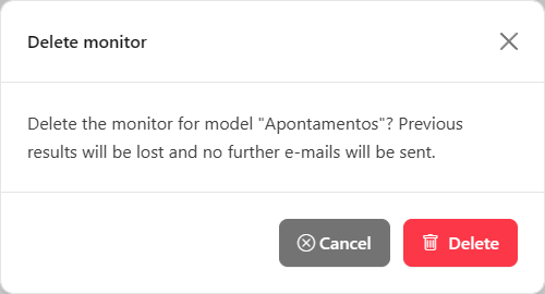 Delete monitor confirmation modal